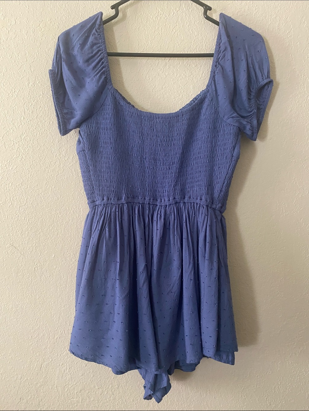 Hollister Romantic Blue Puff-Sleeve Tunic Romper Dress - Picture 7 of 11